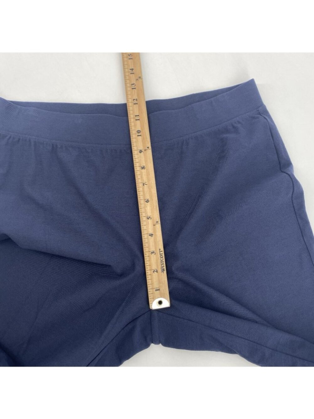 Eileen Fisher Size M Navy Blue Ankle Pants Stretch Slit Hem Pull On - Picture 3 of 12
